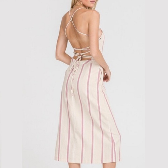 BACKLESS STRIPE LINEN DRESS - Picture 2 of 8